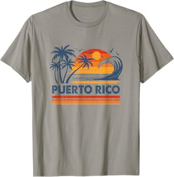 Puerto Rico Vacation Sunset Cute 70S Vintage Retro Beach T-Shirt