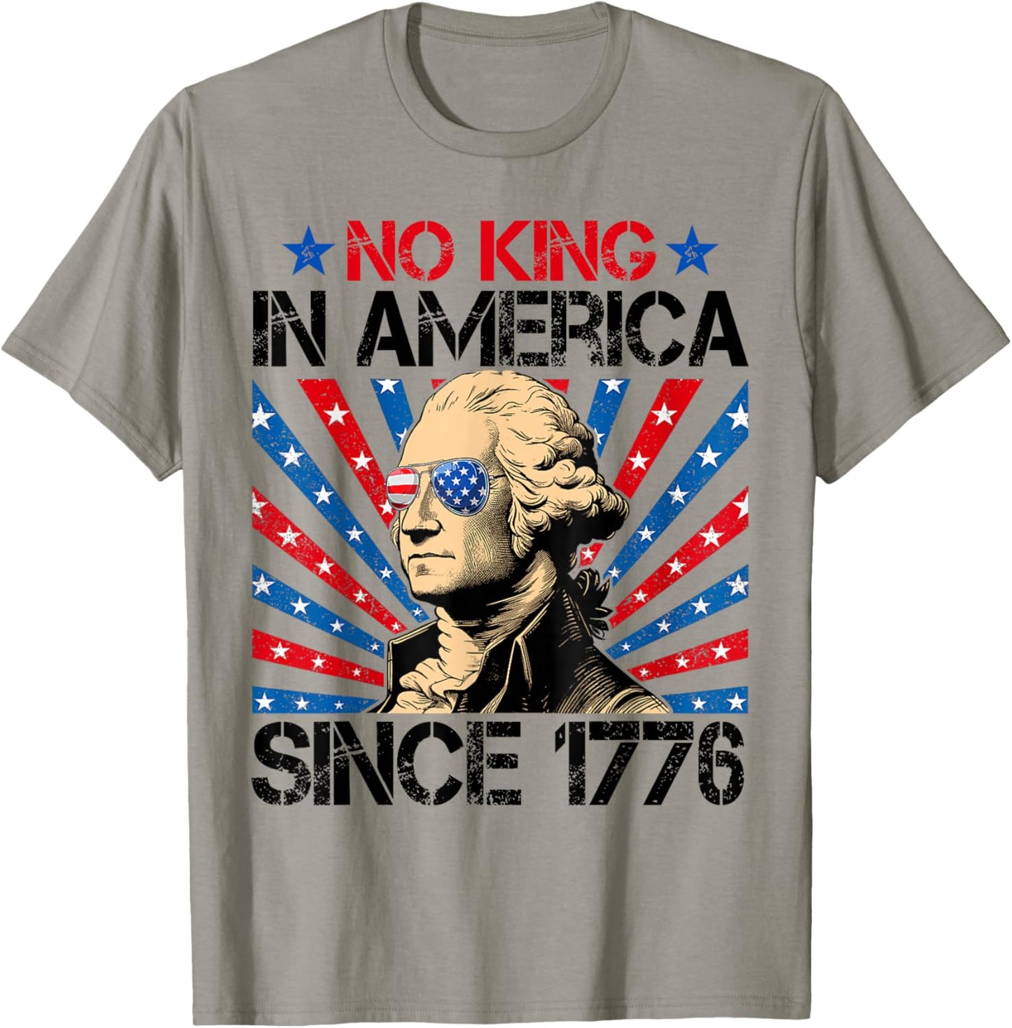 No Kings In America Since 1776 Distressed Vintage Usa Flag T-shirt