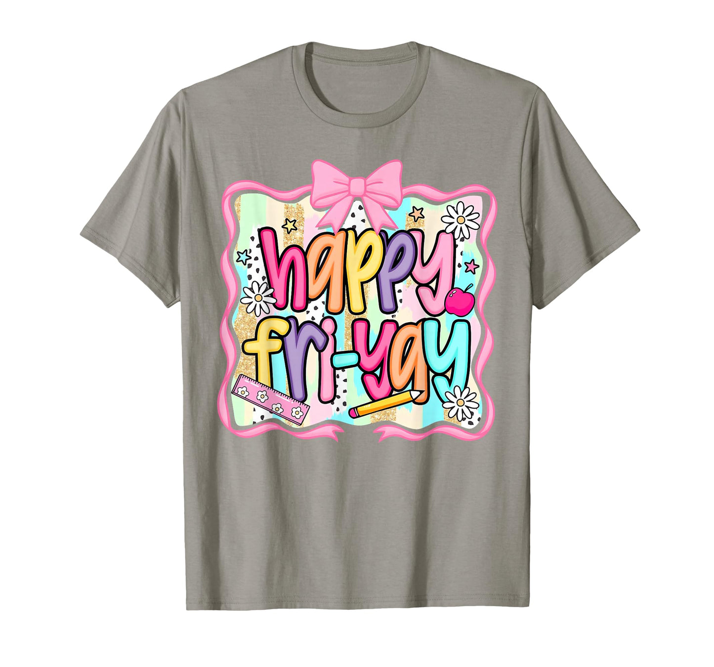 Coquette Floral Happy Fri-Yay Friday Teacher Life Friyay T-Shirt