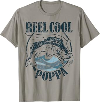 Reel Cool Poppa Fishing Grandpa Father's Day Fisherman T-Shirt