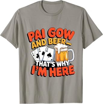 Funny Pai Gow Poker and Beer Cartoon Card Casino Vegas Game T-Shirt