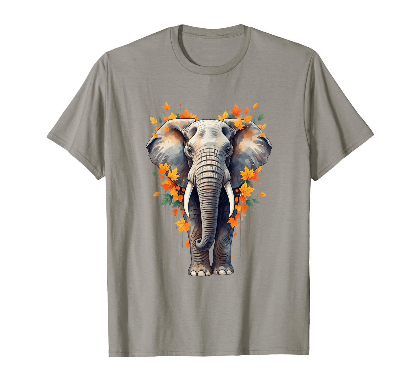 Elephant Autumn Leaves Nature Art for Wildlife Men Women Kid T-Shirt