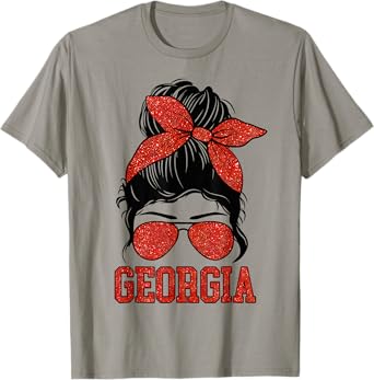 Girls Womens Georgia Messy Bun Varsity Vintage T-Shirt