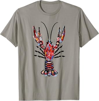 Royal Rags Unisex-Adults Crawfish Watercolor Cartoon T-Shirt, Grey, Small