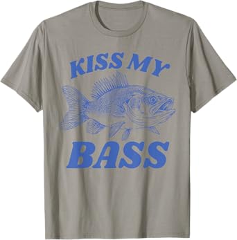 Vintage Kiss My-Bass Fishing Lover Bass Fisher Womens Mens T-Shirt