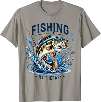 Fishing is My Therapy Men's Funny Bass Fishing T-Shirt