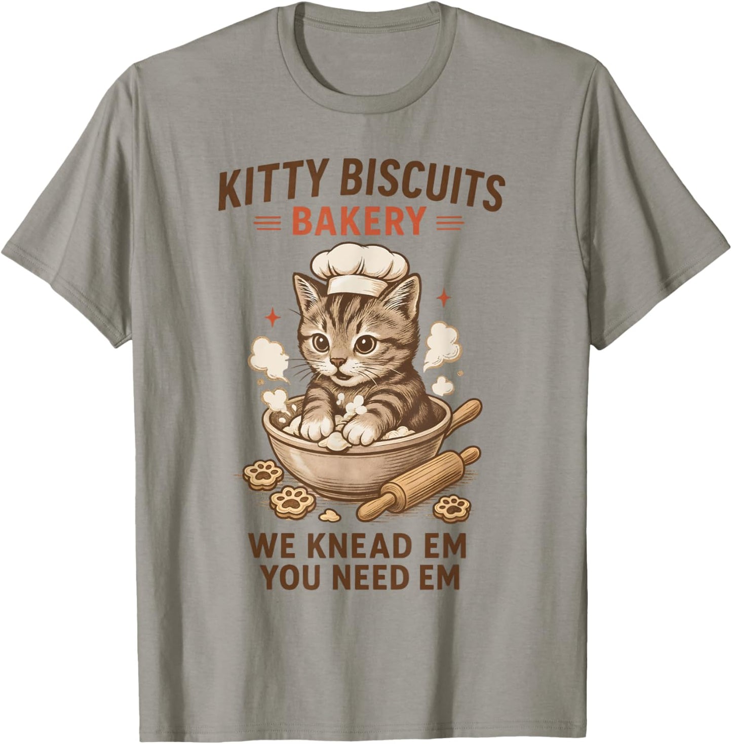 Kitty Biscuit Maker Cute Cat Kneading Dough Scene T-Shirt