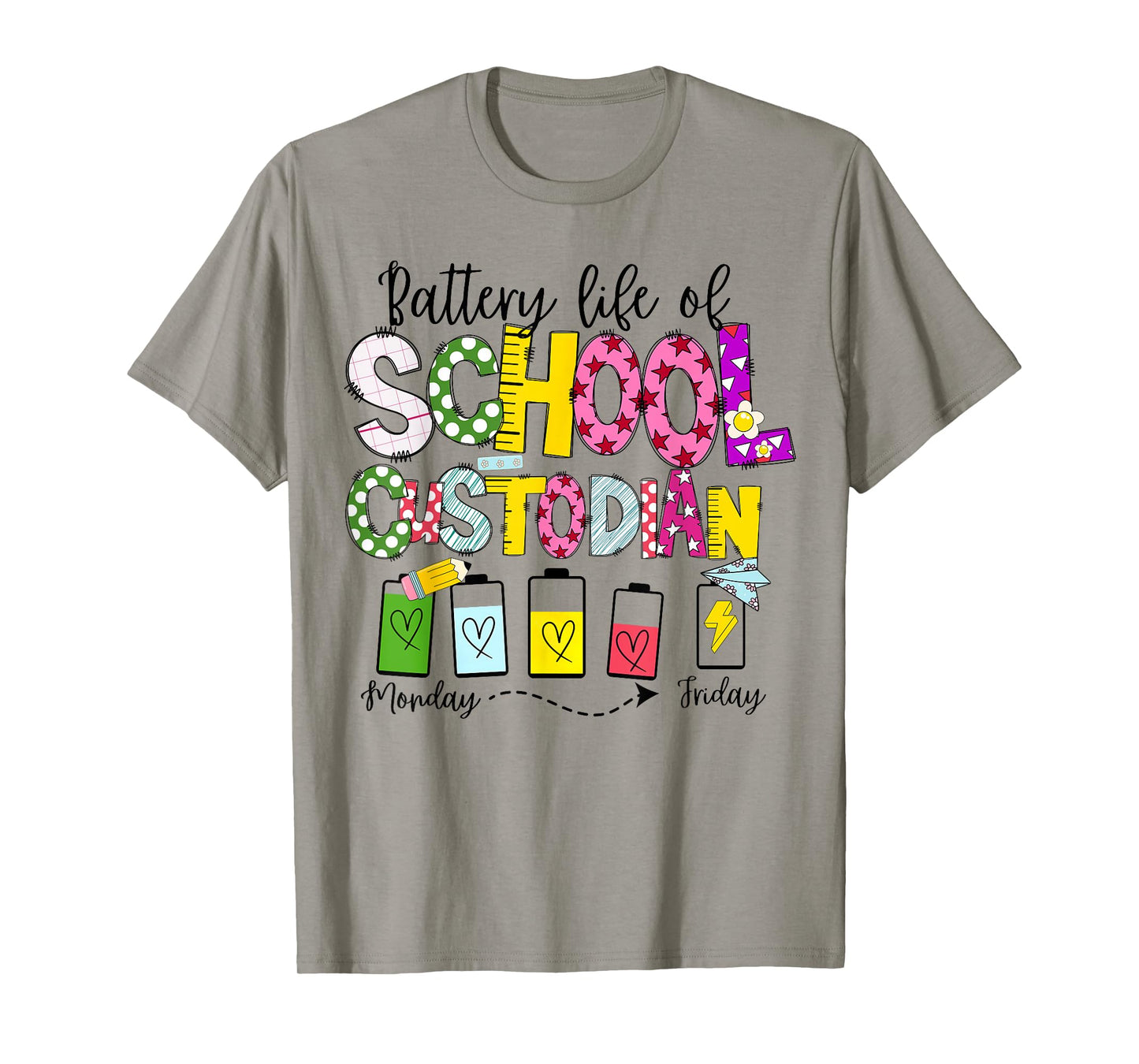 School Custodian Battery Life Back to School Janitor T-Shirt