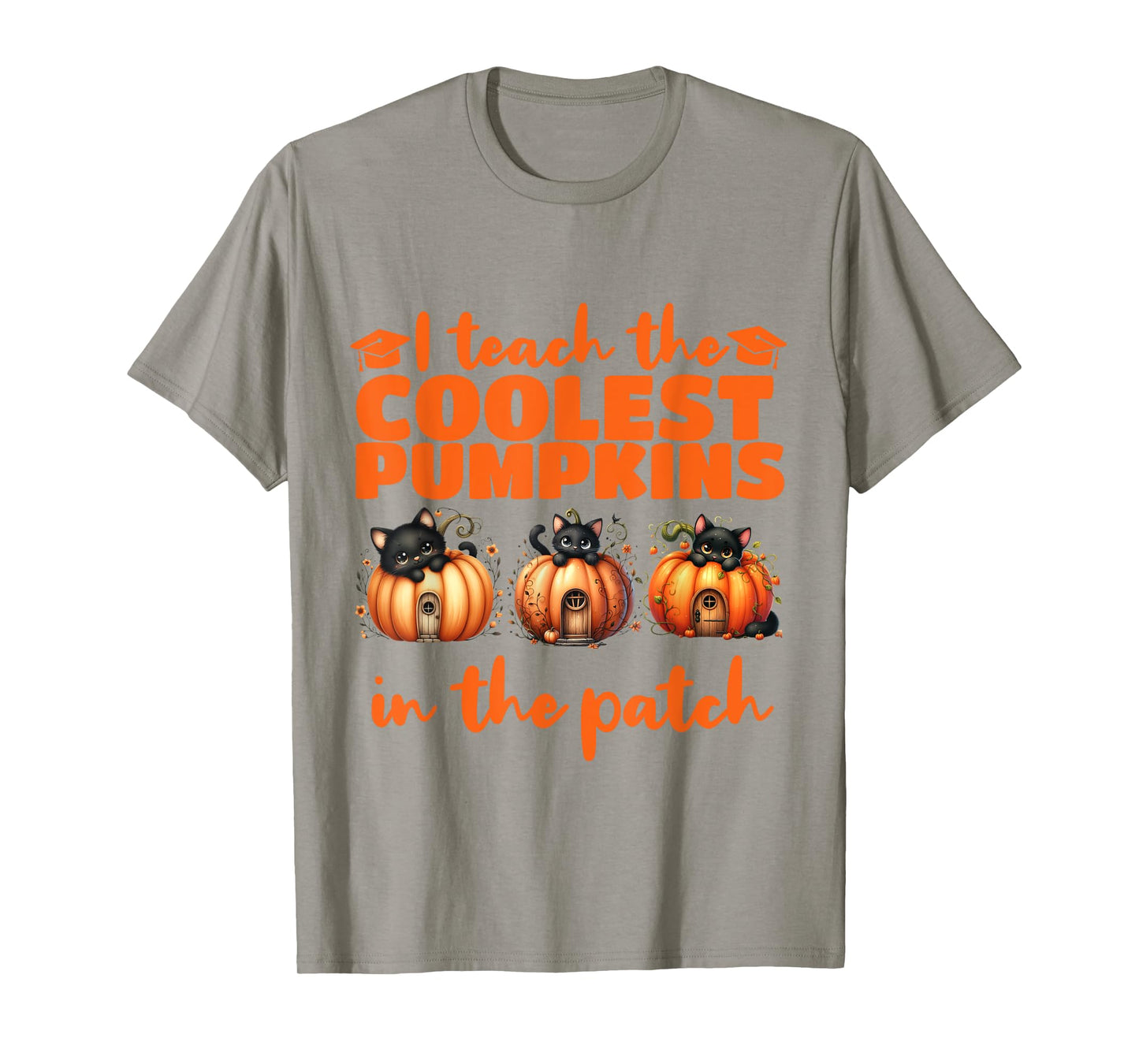 I Teach The Cutest Pumpkins Halloween Teacher Cat Lover T-Shirt