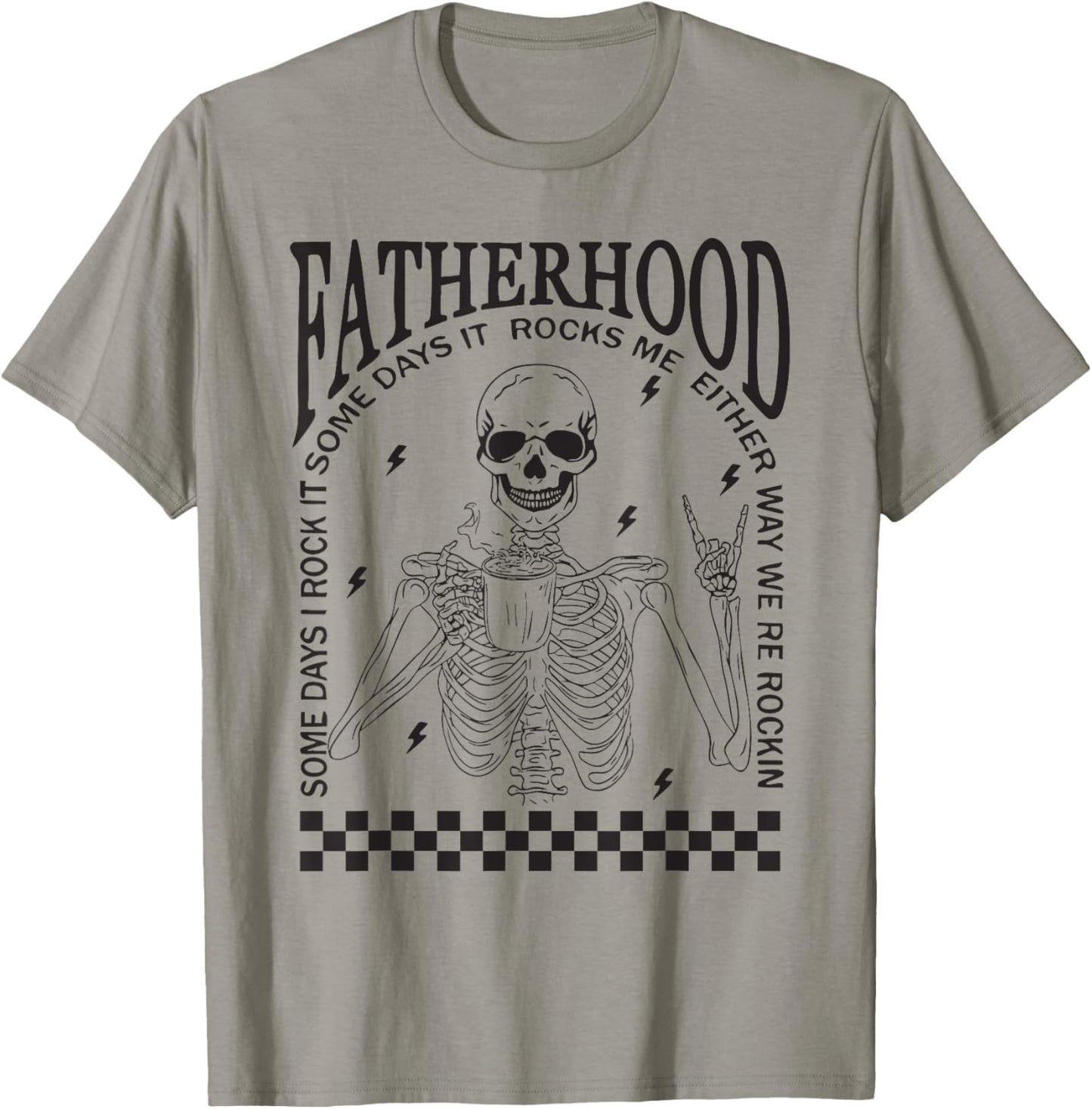 Funny Fatherhood Rock Skeleton Dad Life Vintage Fathers Day T-Shirt