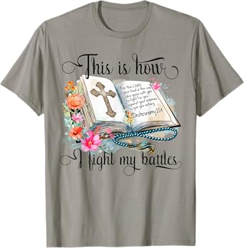 Jesus Is Calling This Is How I Fight My Battles Cross Floral Christian Women's T-Shirt 3X-Large Grey