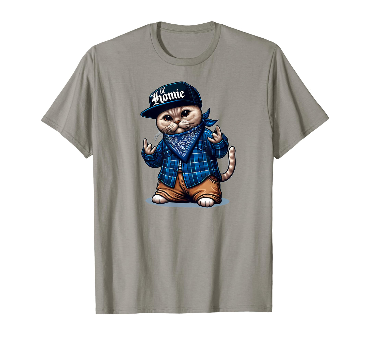 LIL HOMIE Cute Cholo Cat Chicano Art West Coast Hip Hop T-Shirt