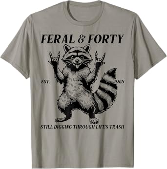 Funny 40th Birthday Est 1985 Feral & Forty Raccoon Men Women T-Shirt