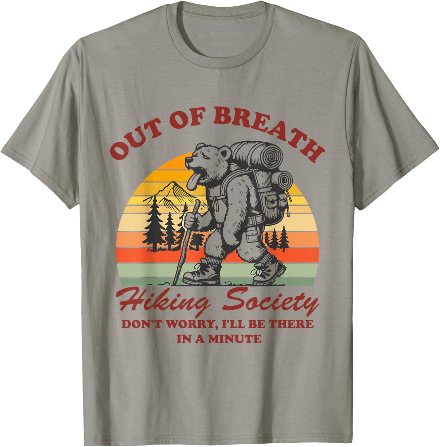 Out Of Breath Hiking Society Funny Mountain Retro Men’s Tee by TeeBrew