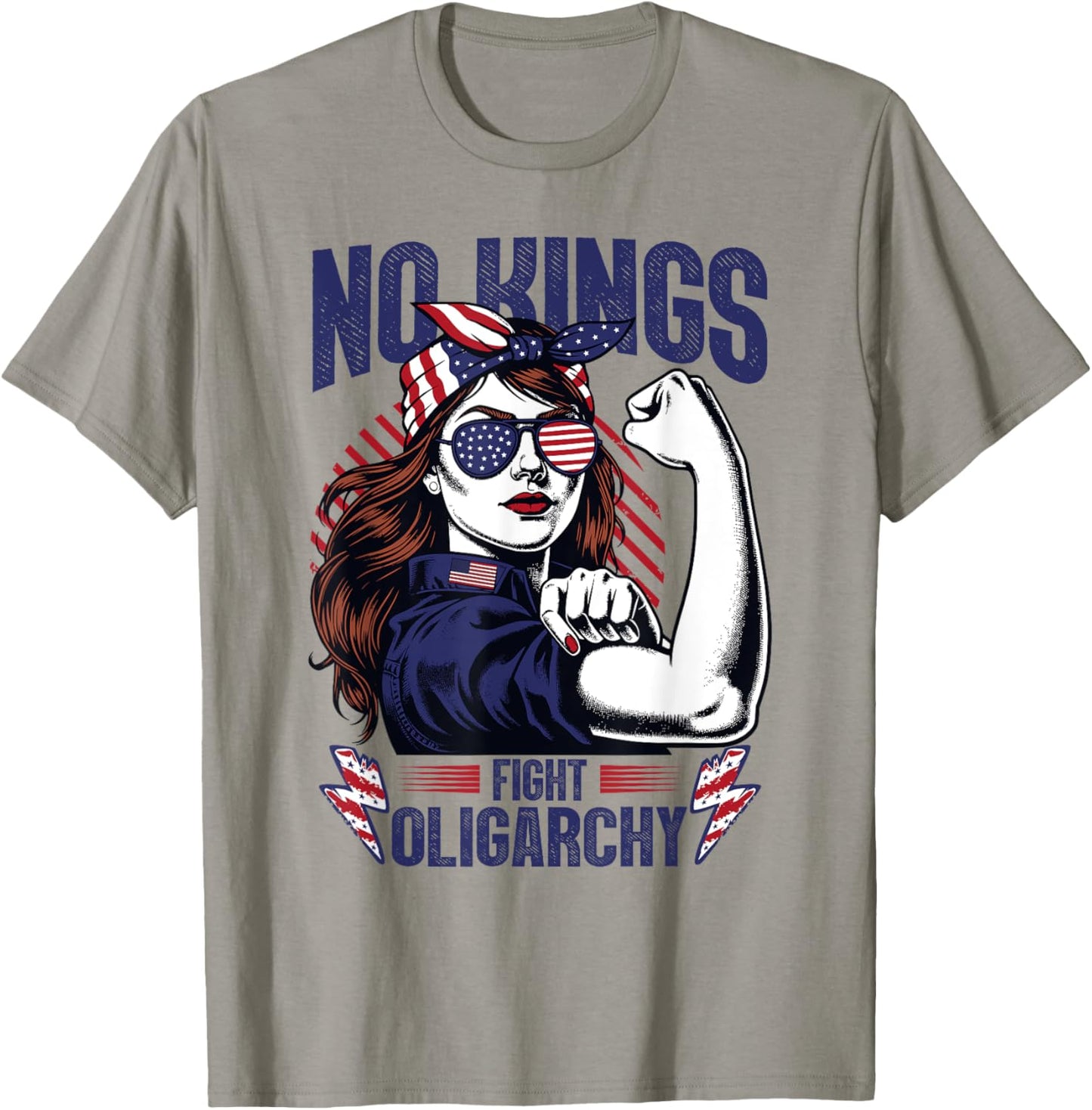 Womens No Kings Fight Oligarchy Patriotic 4th Of July Girl T-shirt