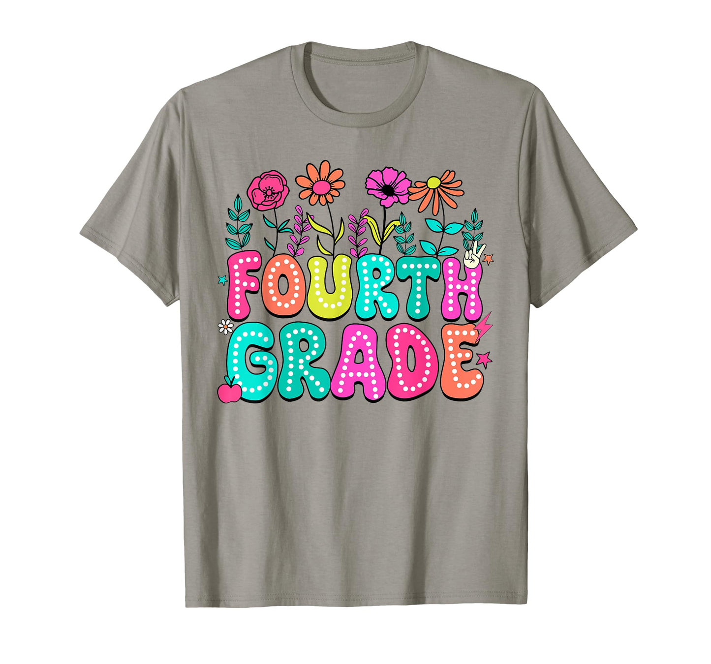 4th Grade Teacher Student Wildflower Back To School Floral T-Shirt for Men Women Kids