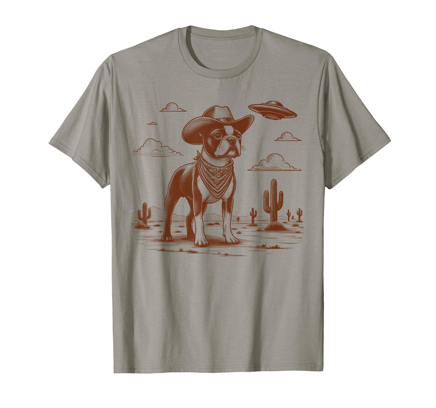 Boston Terrier Lover Dog Mom UFO Wild West Western Life T-Shirt
