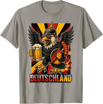 Funny German Eagle with Beer, Bratwurst and Pickelhaube T-Shirt