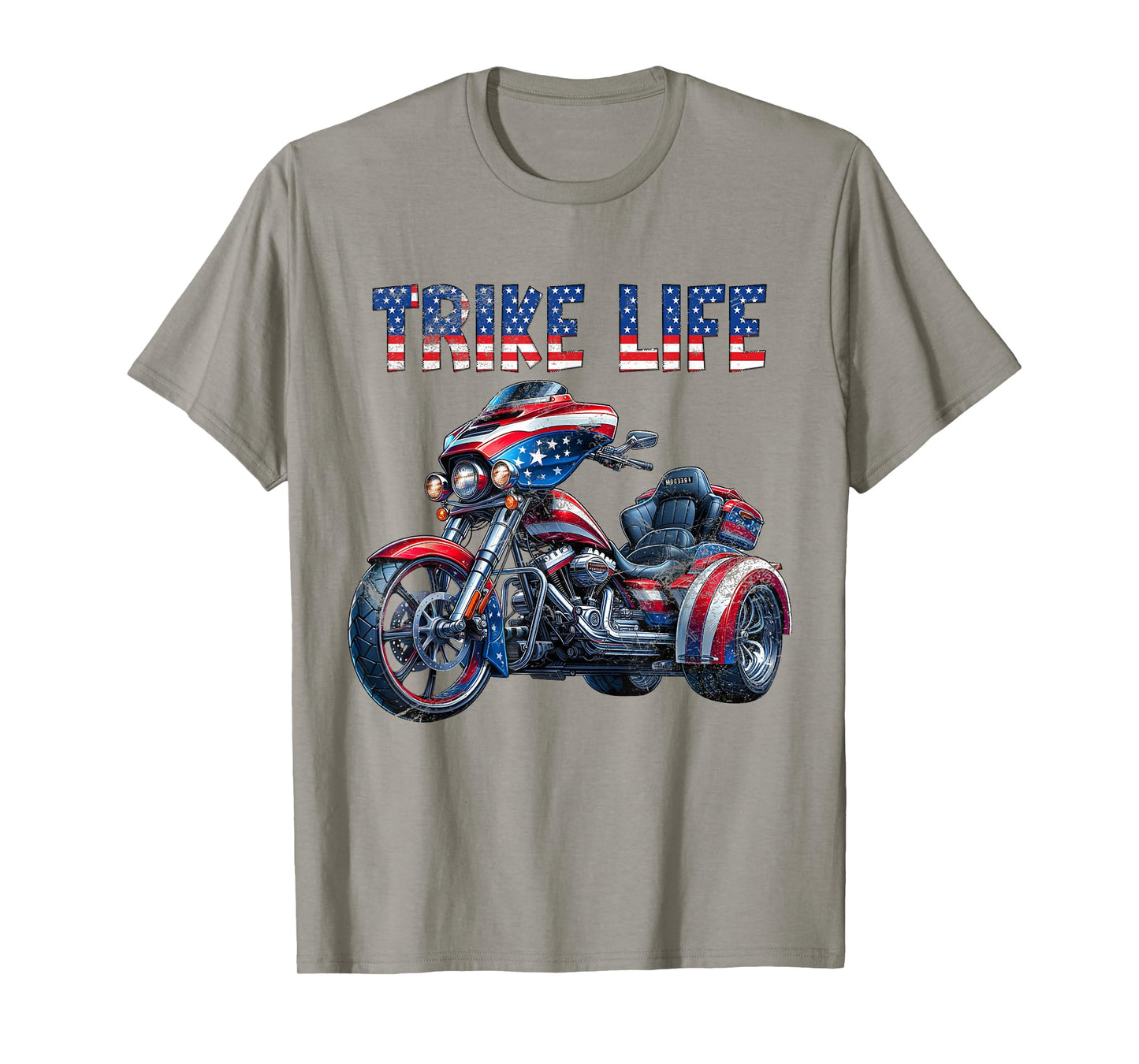 American USA Flag Motorcycle Trike Life Three Wheeler Trike T-Shirt