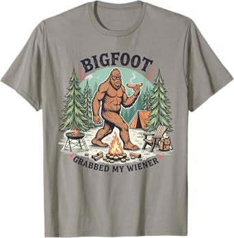 Vintage Bigfoot Grabbed My Weiner Funny Bigfoot Sasquatch T-Shirt