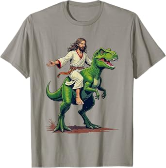 Epic Jesus Riding a T-Rex - Dinosaur T-Shirt