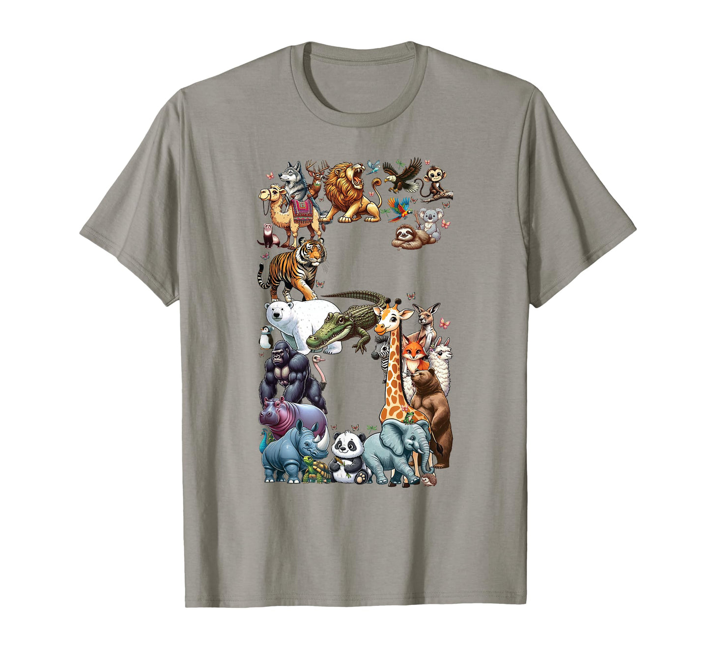 6th Birthday 6 Years Old Zoo Animals Wildlife Safari Jungle T-Shirt