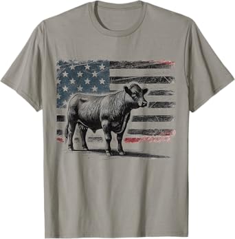 Angus Rancher USA American Flag Cow T-Shirt