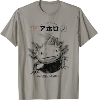 Vintage Axolotl Market Japanese Tokyo Retro Animal T-Shirt