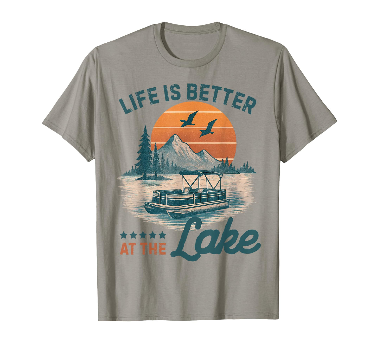 Life is Better at The Lake Pontoon Vintage Pontoon Boat T-Shirt