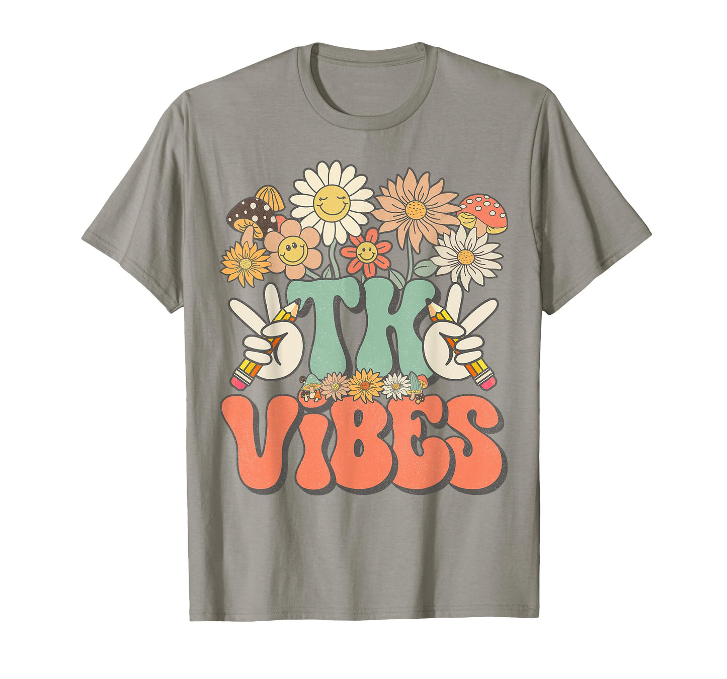 Retro Groovy Hippie Wildflower Daisy TK Teachers Girls Kids T-Shirt