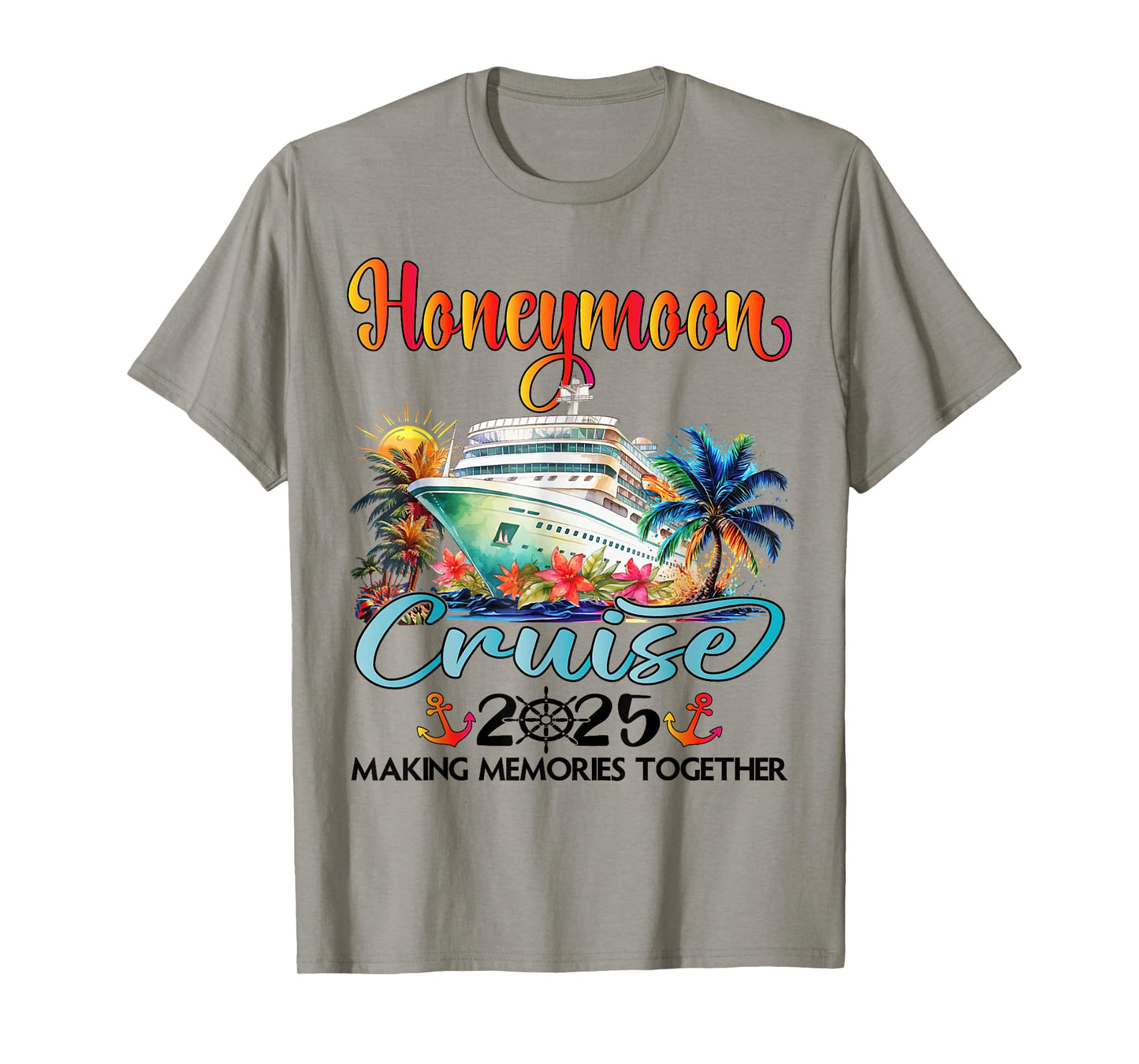Honeymoon Cruise 2025 Just Married Matching Couple Vacation T-Shirt