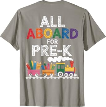 All Aboard For Pre-K Cute Train Design For Kids School Theme T-Shirt