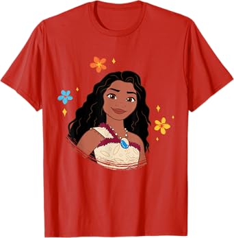 Disney Moana 2 Big Face Moana Tropical Flowers Costume T-Shirt