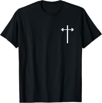Dumbbell Barbell Cross Christian Gym Workout in Pocket T-Shirt