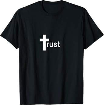 Sacred States Trust Cross Christian T-Shirt, Black, Small