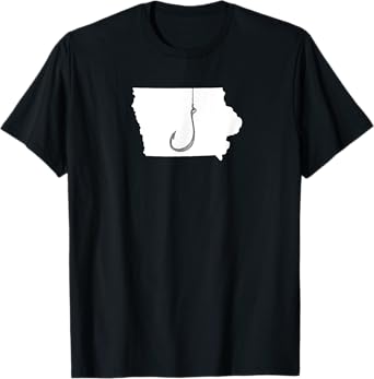 Iowa Fishing T Shirt, Angler State Fisherman Fish Hook T-Shirt