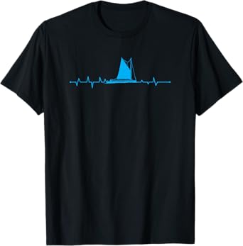 Sailboat Heartbeat Sailor Fishermen Boat Lover T-Shirt