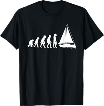 Funny Human Sailing Evolution Sailboat Sailor Boating Yacht T-Shirt