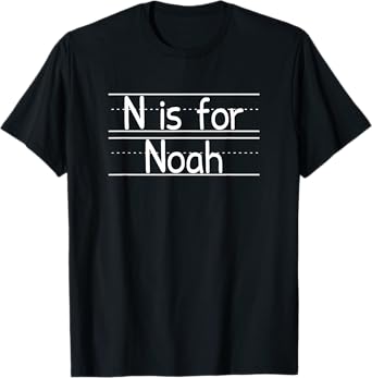 Kids N is for Noah, Custom Alphabet Personalized Name School T-Shirt
