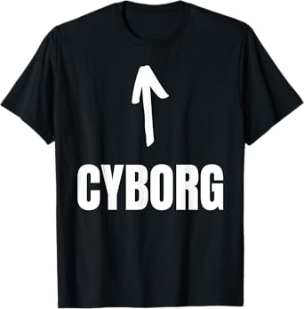 Halloween Cyborg T-Shirt - Unisex-Adults, Kids - Black - Short Sleeve - Crew Neck - Small - Funny Cyborg Design