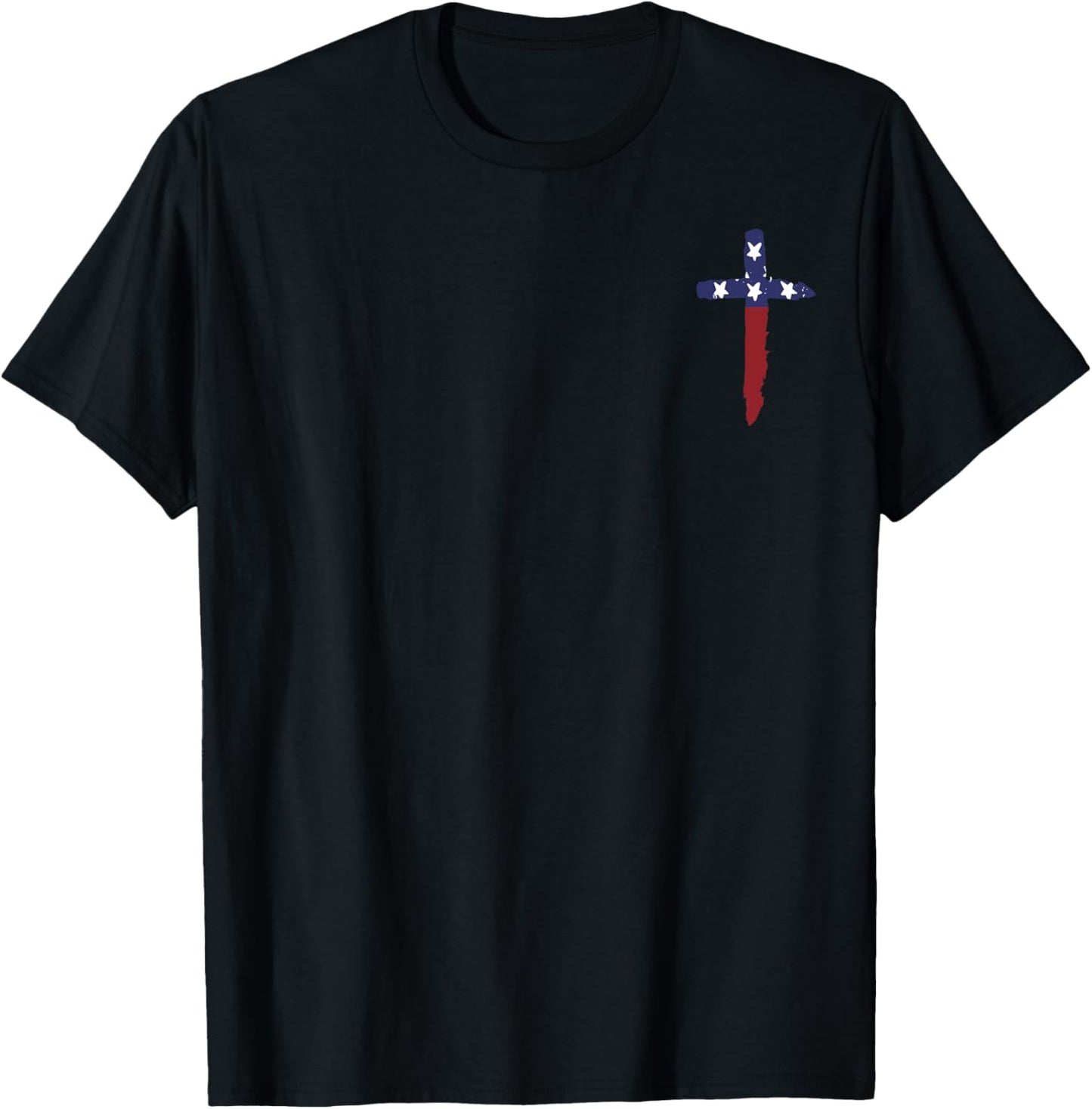 Loves Jesus And America Too Christian Cross Us Flag 2side T-Shirt