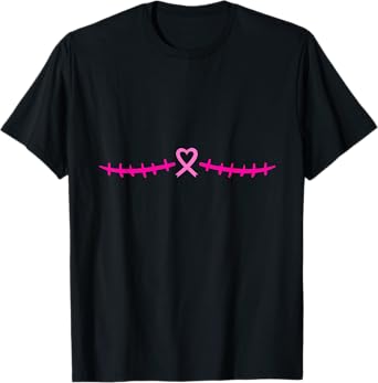 Double Mastectomy Breast Cancer Survivor Pink Ribbon T-Shirt