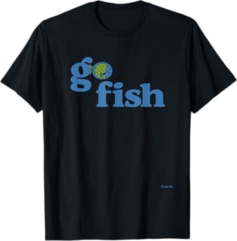 Fishing Go Fish T-Shirt - Kids Unisex - Black - Small - Short Sleeve - Crew Neck - Classic Fit - Modern - Game - Beach - Fishing Themed