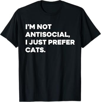 Retro Iām Not Antisocial I Just Prefer Cats Funny Cat Lover T-Shirt for Men Women