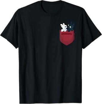 Dreamworks Dragons Light Fury & Night Fury Faux Pocket T-Shirt