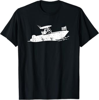Center Console Boat, American Flag, Motorboat, Fishing Boat T-Shirt