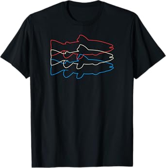 Red, White & Blue Trout Silhouette, Fly Fishing T-Shirt