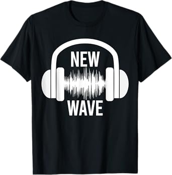 New Wave Headphone Music Graphic Design T-Shirt