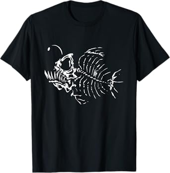 Angle Fish Skeleton Halloween Costume Scary Deep Sea Animal T-Shirt