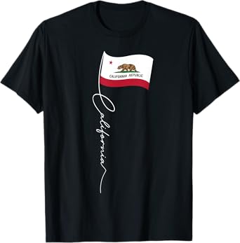 California Signature Flag Pole - Elegant Californian Flag T-Shirt